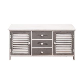 Mobili Rebecca Mobili Rebecca - Rebecca Mobili Banco Alacena 3 Cajones 2 Puertas Madera Blanco Gris 44x90x34