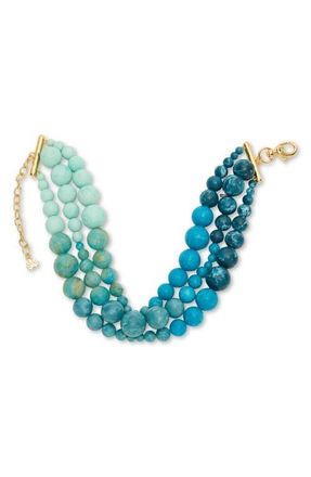 Lele Sadoughi Riviera Diana Triple Row Necklace in Seafoam Spray at Nordstrom