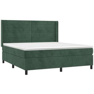 vidaXL Cama Box Spring Con Colch&oacute;n Terciopelo Verde Oscuro 160x200 Cm Vidaxl