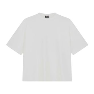 Giorgio Armani T-Shirts, male, White, Size: S Jersey T-shirt with oversized GA logo