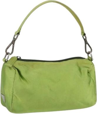 Prada Pre-owned Mini Bags, female, Green, Size: ONE SIZE Pre-owned Satin Pouch