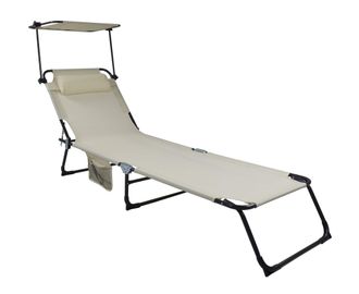 VCM Tumbona Plegable Dimensiones Aprox. L. 185 X Al. 24 X An. 55 Cm Ligero Y Compacto Silla Reclinable Con Techo Solar Ajustable - Bindox L (crema) - Vcm