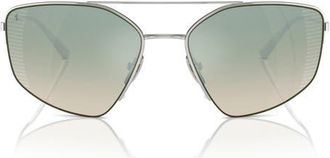 Ferrari 63mm Oversize Irregular Sunglasses in Silver /Gradient Green Mirror at Nordstrom