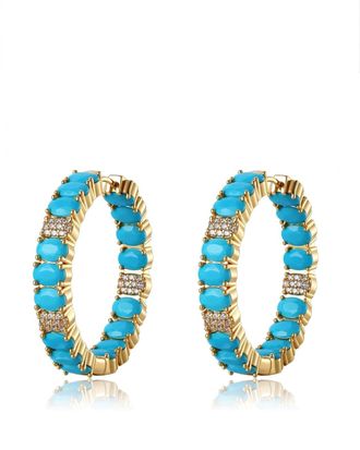 Liv Oliver 18k Gold Turquoise Hoop Earrings