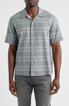 Rag & Bone Avery Plaid Camp Shirt in Grey at Nordstrom, Size Xx-Large