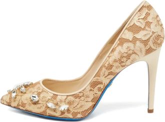 Loriblu 105mm crystal-embellished lace pumps - Neutrals