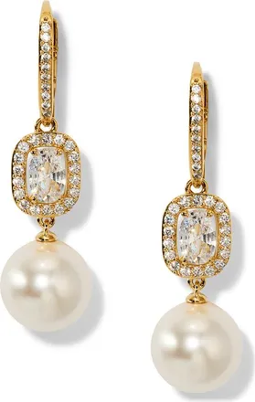 Nadri Undersea Imitation Pearl Leverback Drop Earrings in Gold at Nordstrom