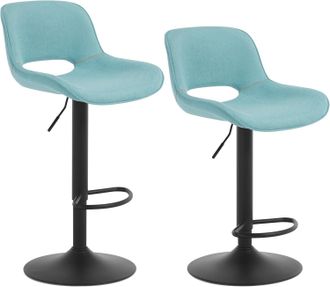 Woltu Woltu - Juego De 2 Taburetes De Bar Para Cocina, Altos, Giratorios Y Con Reposapi&eacute;s Ajustables, Color Chicago - Azul