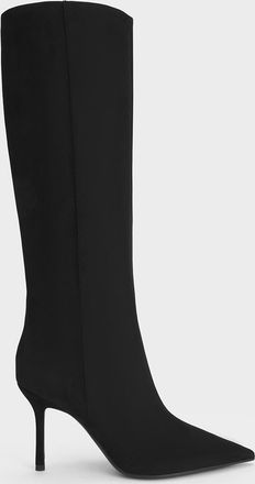 Charles & Keith Faux Suede Pointed Stiletto Knee-High Boots
