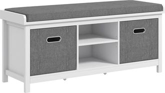 HOMCOM Homcom - Shoe Bench with Cushioned Seat Fabric Drawers for Entryway Hallway White