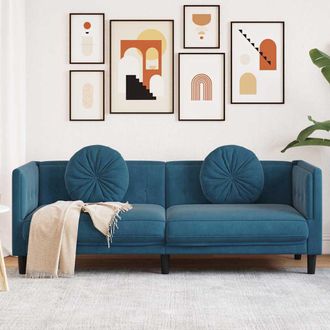 vidaXL Sof&aacute; Con Cojines 3 Plazas Terciopelo Azul Vidaxl