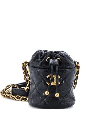 Chanel Twist Your Buttons Drawstring Quilted Caviar Mini bucket bag - Nero