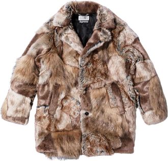 SUPREME x Mm6 Maison Margiela Patchwork Faux Fur Coat Brown Tan SUP-SS24-118