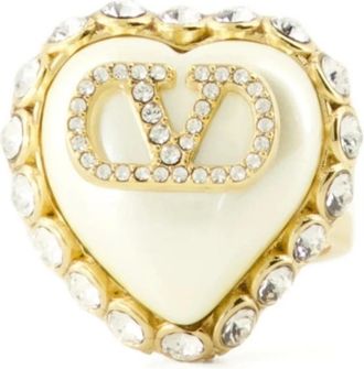 Valentino Garavani Rings, female, Yellow, Size: 50 MM VLogo Signature Ring