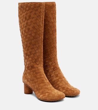 Bottega Veneta Atomic Intrecciato 50 suede knee-high boots