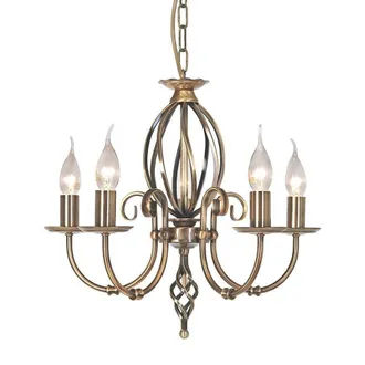 Netlighting Artisan 5 Light Chandelier Aged Brass Finish E14 in Yellow