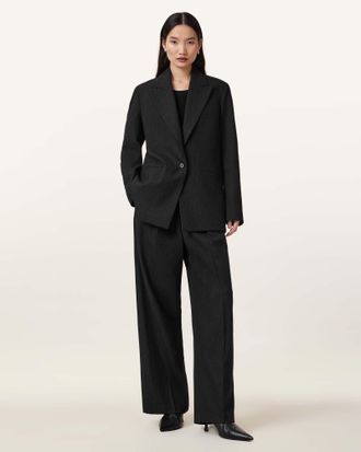 AllSaints Womens Polyester Pinnie Relaxed Fit Blazer, Size: UK 14/US 10