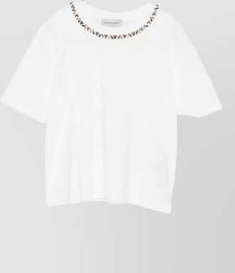 Ermanno Scervino crew neck top embellished neckline short sleeves