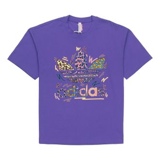 adidas originals Large Logo Alphabet Round Neck Casual Sports Short Sleeve Couple Style Purple HC3077