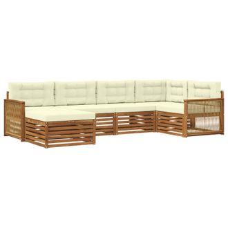 vidaXL Conjunto De Sof&aacute;s De Exterior Con Coj&iacute;n 6 Pcs Natural Y Crema Vidaxl