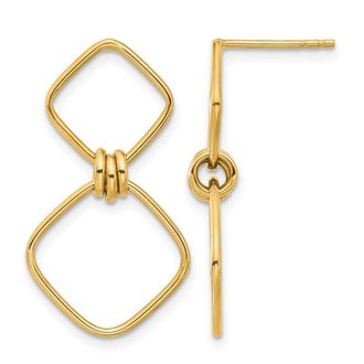 Diamond2Deal 14K Yellow Gold Square Shape Drop Dangle Earrings