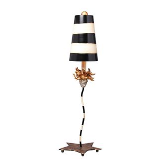 Loops Table Lamp Gold Leaf With Black & Taupe Stripes LED E27 100W Bulb