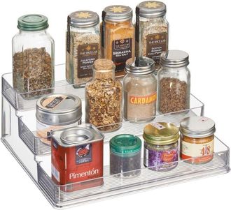 OEM Organizador De Cocina Para Armarios, Estante De Cocina Grande De Pl&aacute;stico De 3 Niveles, Transparente, 25x24x10cm