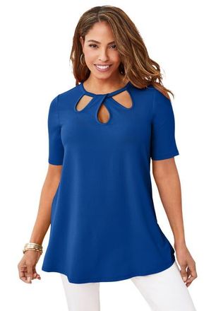 Jessica London Stretch Knit Cutout Swing Tunic in Dark Sapphire at Nordstrom, Size 20