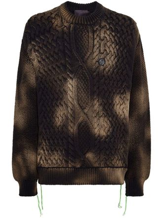 Philipp Plein Smile-embroidered tie-dye jumper - Black