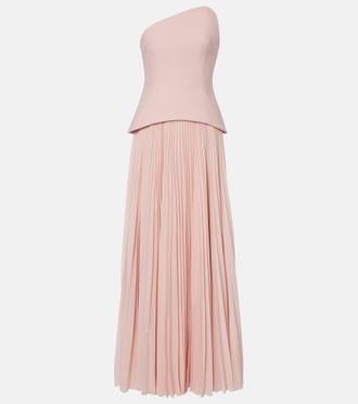 Solace London Britt pleated strapless gown