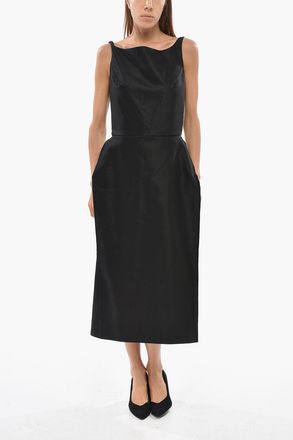 Magda Butrym Long Satin Dress With Square Neckline Magda Butrym