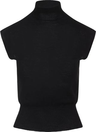 Rick Owens Top a collo alto a maniche corte - Nero