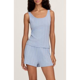 Petite Plume Pima Cotton Pointelle Tank in Blue at Nordstrom, Size X-Large