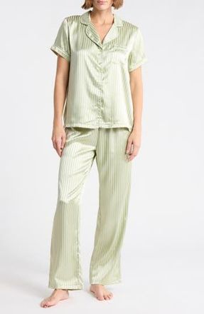 Tart Ginnie Satin Pajamas in Shadow Stripe -Celery at Nordstrom Rack, Size X-Large
