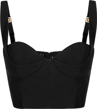 Elisabetta Franchi Top van technische stof - Dames - Tops - Zwart - Maat: XL Leer