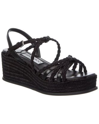 Jimmy Choo London Nyra 60 Suede & Leather Wedge Sandal