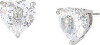 Kurt Geiger Crystal Heart Stud Earrings in Rhodium/Crystal at Nordstrom