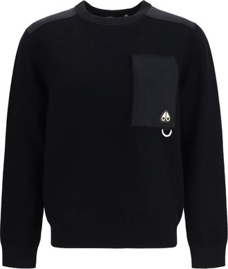 Moose Knuckles Mens Crewneck Sweater Elowan Black Nylon; Other Fibres Sweatshirts