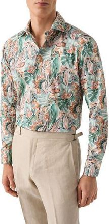 Eton Slim Fit Floral Cotton Twill Dress Shirt in Multi at Nordstrom Rack, Size 15