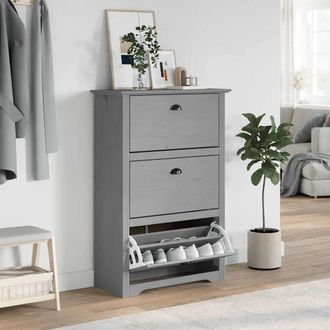 Berkfield Home Shoe Rack BODO Grey 80x35x118 cm | Size: 80 x 35 x 118 cm