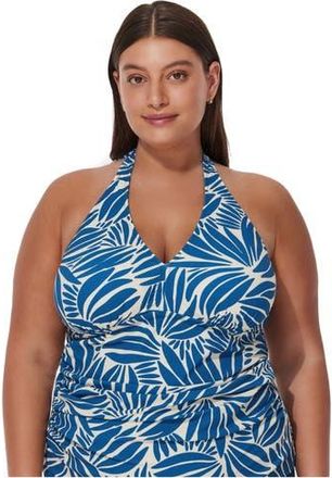 Gottex Comeback Plus Size Halter Tankini Top in Petrol-White at Nordstrom, Size 22