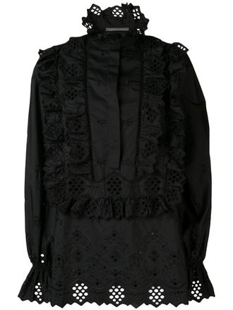 Alberta Ferretti Blouse met borduursel - Zwart