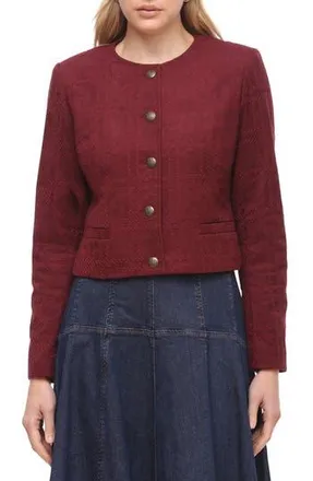Bagatelle Faux Suede Crop Jacket in Berry at Nordstrom Rack, Size X-Large