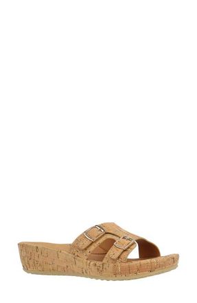 L'Amour Des Pieds Careena Wedge Slide Sandal in Natural/Gold at Nordstrom, Size 6.5