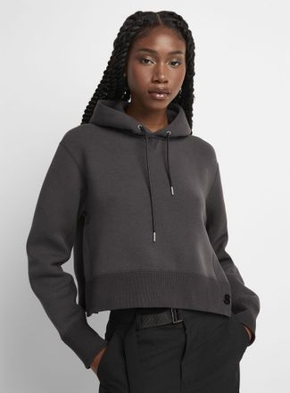 sacai Womens Buttoned slits cropped hoodie