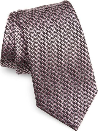 Ermenegildo Zegna Couture Grid Jacquard Silk Tie in Pink at Nordstrom