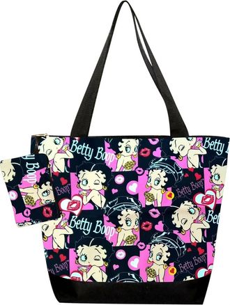 Betty Boop Womens Diaper Tote Bag In Black/pink Multi
