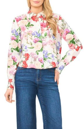 Ted Baker Erin Floral Linen Button-Up Shirt in Ultra White at Nordstrom, Size X-Large