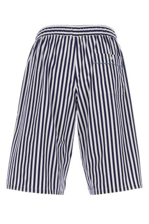 Dolce & Gabbana Mens Embroidered Poplin Bermuda Shorts Rigato Exterior: Cotton Silk Pantaloni