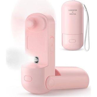 OEM Mini Ventilador Port&aacute;til Con Funci&oacute;n De Nebulizaci&oacute;n, Recargable Por Usb, Plegable (rosa)